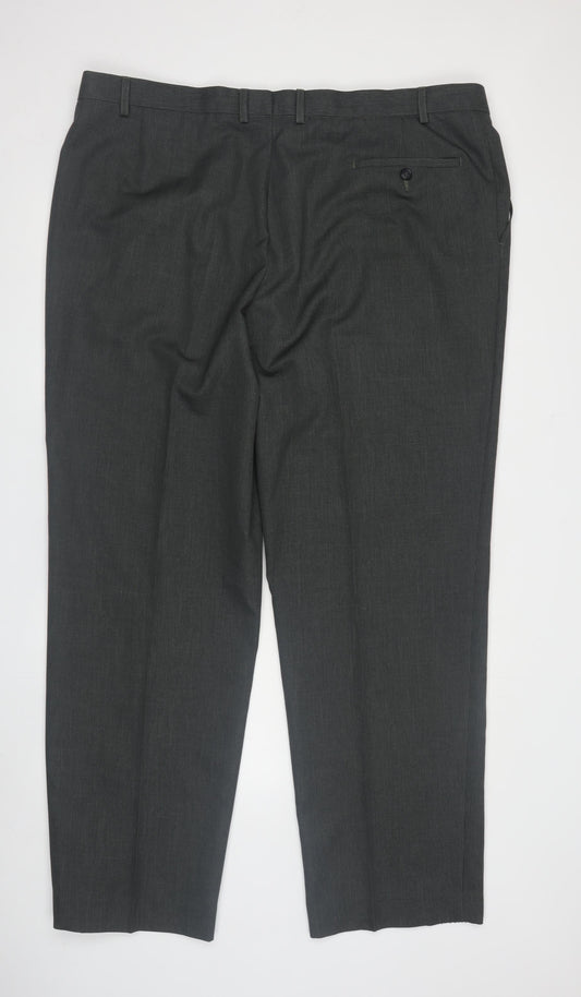 Mens UK Size 44 Marks and Spencer Regular Fit Dress Pants Green Trousers
