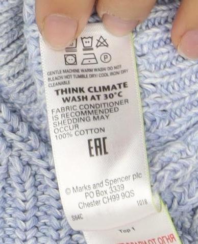 Womens UK Size L Marks and Spencer Blue Pullover Jumper