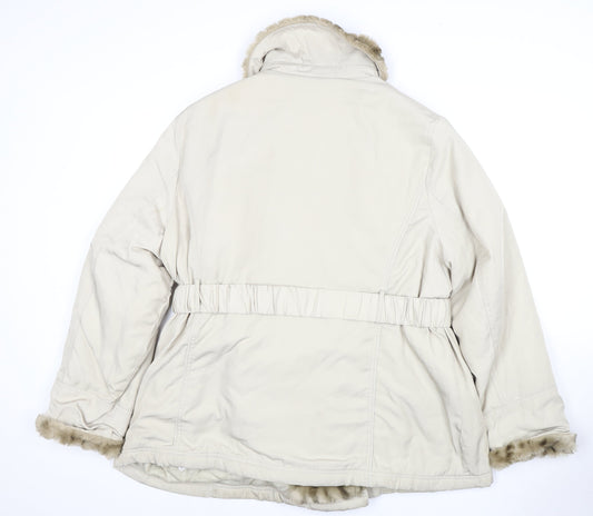 Rocha John Rocha Woman's Beige Hooded Parka Coat, Size 22