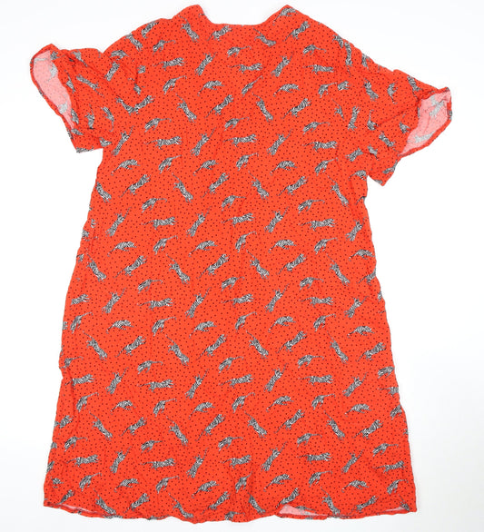 Next Women's Orange Animal Print Shift Dress UK 16