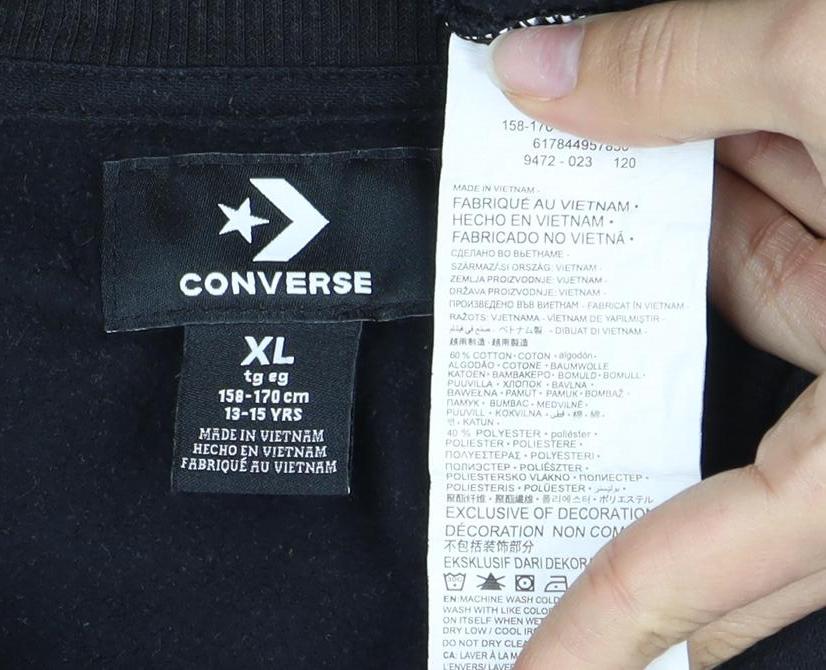Converse Boys' Black XL Graphic Pullover Sweatshirt