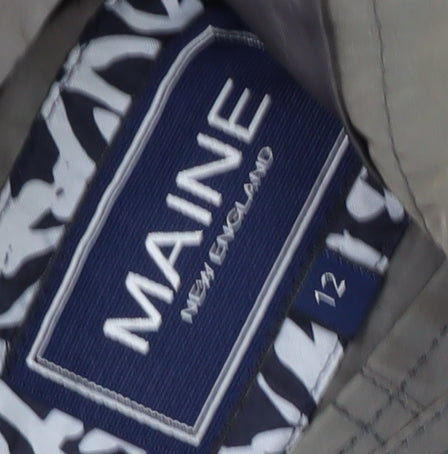 Brand and care label for Maine New England Women's Grey Parka Jacket, size 12