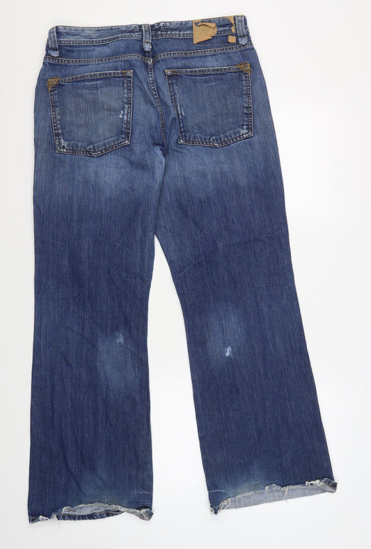 Men's Blue Straight Leg Cotton Jeans 34R 86cm Low Rise