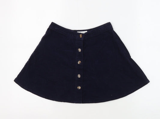 Additional front view of H&M Teens Blue A-Line Corduroy Skirt, size 12