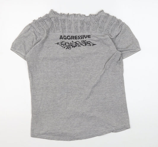 Womens UK Size L Unknown Grey Basic T-Shirt