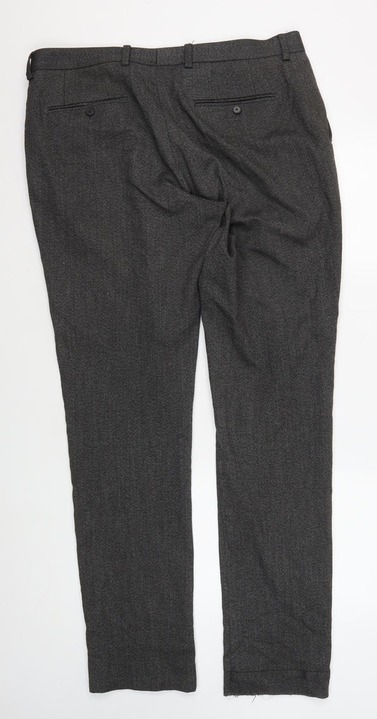 Next Men's Grey Formal Trousers, Size 36, Straight Leg