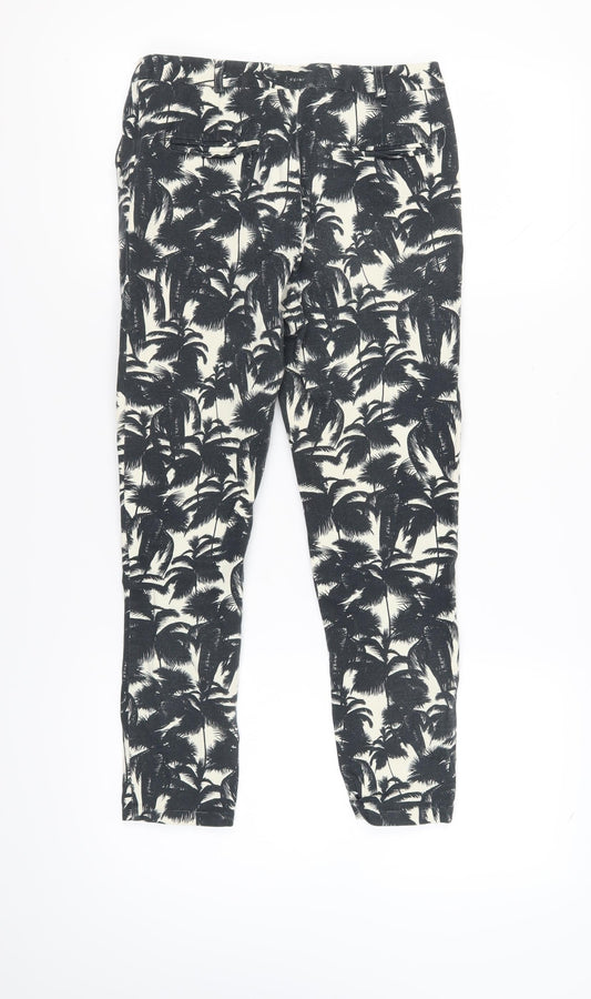 Topshop Women's Black Floral Trousers, Size 10