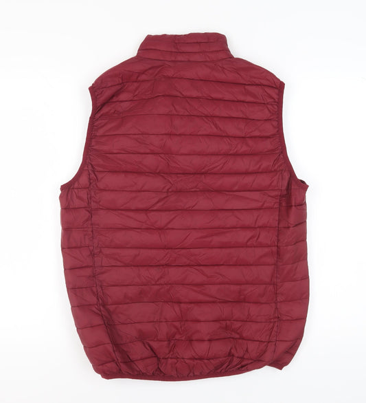 Mens UK Size L Cotton & Silk Red Puffer Jacket