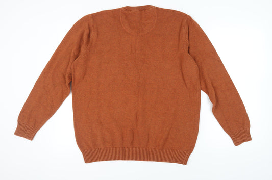 Maine New England Men's Brown V-Neck Pullover Jumper L