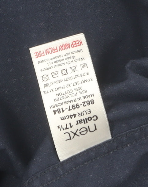 Next Men's Blue Long Sleeve Geometric Shirt 44 cm