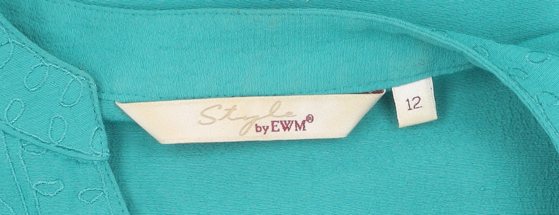 Womens UK Size 12 Style by EWM Green Basic Blouse