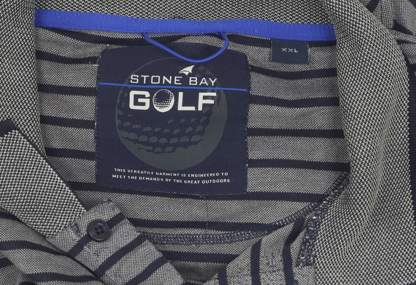Stone Bay Men's Grey Striped XXL Golf Polo Shirt