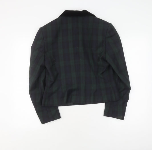 Marks and Spencer Women's Green Plaid Wool Blazer Size 12