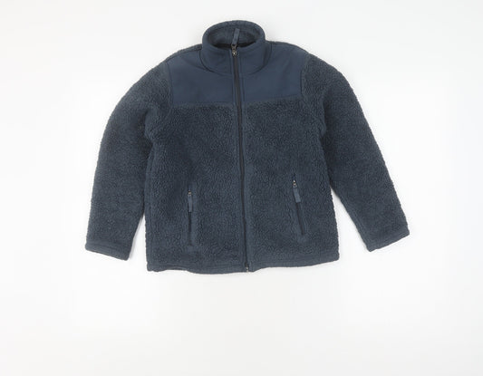 Additional front view of 32 Degrees boys’' blue fleece jacket, full zip, size 7-8, winter warm