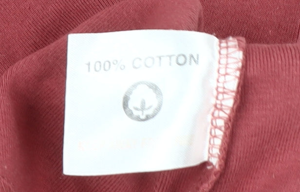 EWM Women's Red V-Neck Cotton T-Shirt Size 10-12