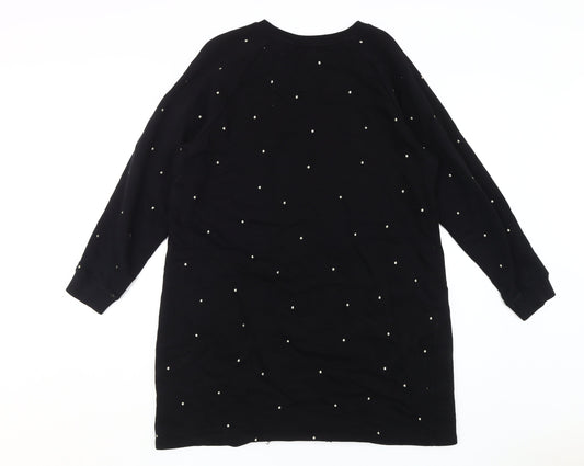 Fat Face Women's Black Long Sleeve Studded Dress