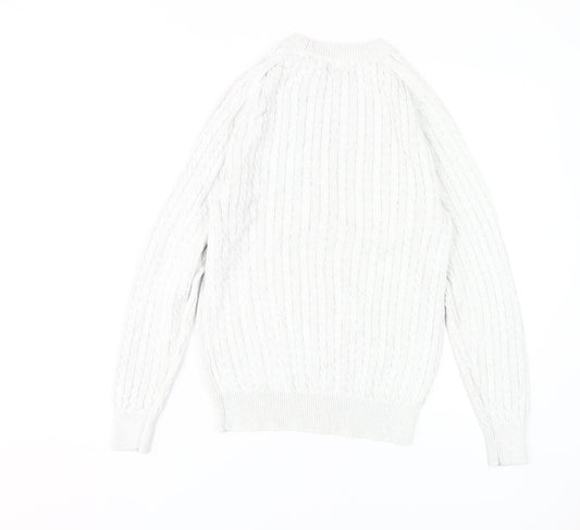 Next Men's Ivory Cotton Cable-Knit Jumper Size M