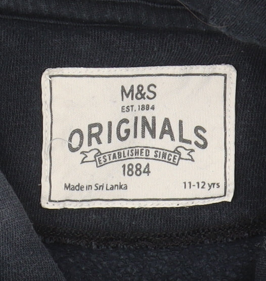 Marks and Spencer Boys Blue Pullover Hoodie 11-12 Years