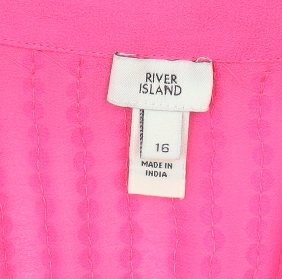Womens UK Size 16 River Island Pink Button-Up
