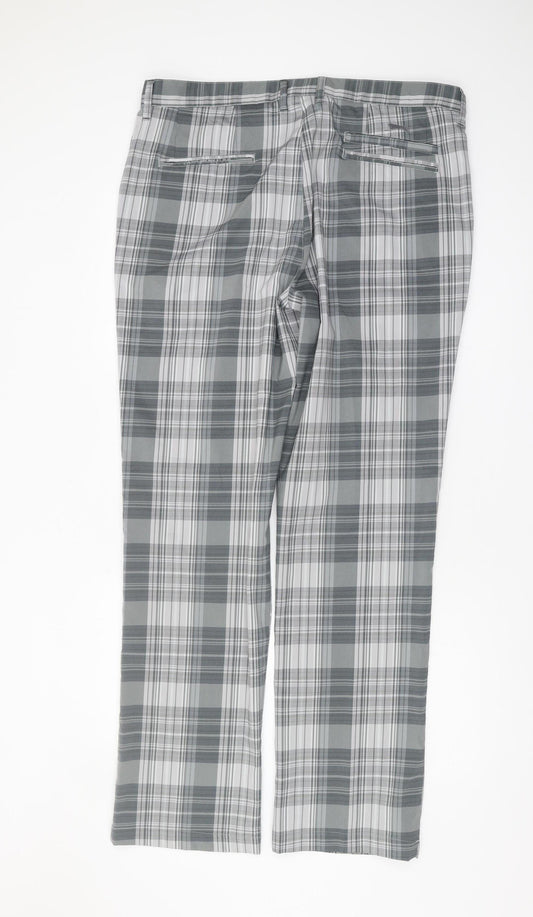 Slazenger Men’s Grey Plaid Trousers 36W Casual