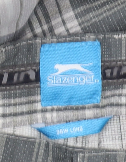 Slazenger Men’s Grey Plaid Trousers 36W Casual