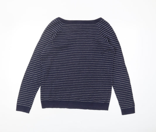 Gap Women's Navy Striped V-Neck Pullover Jumper, M