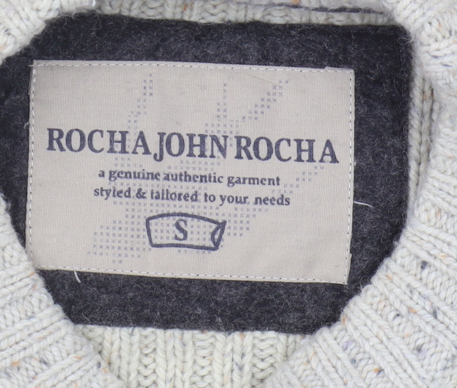 Rocha John Rocha Men's Beige Cable-Knit Pullover S