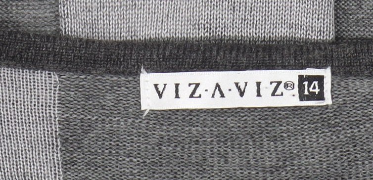 Womens UK Size 14 VIZ-A-VIZ Grey Cardigan Jumper