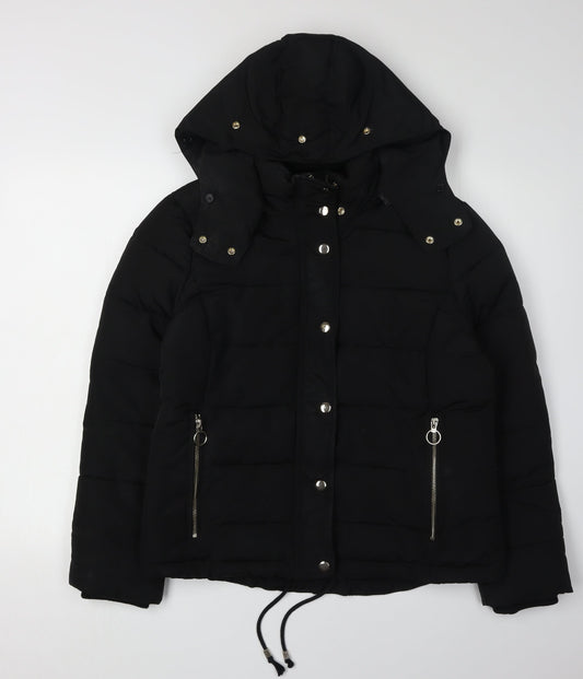 Womens UK Size 12 Topshop Black Puffer Jacket