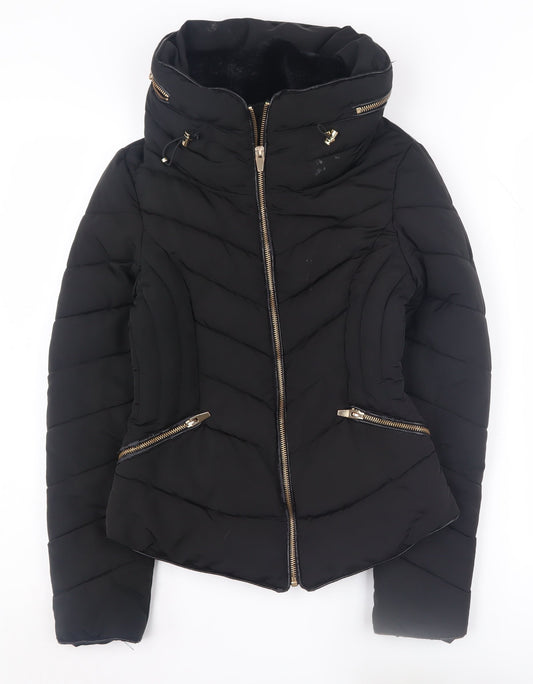 Womens UK Size XS Zara Black Puffer Jacket