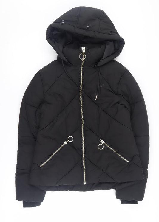 Womens UK Size 6 Topshop Black Puffer Jacket