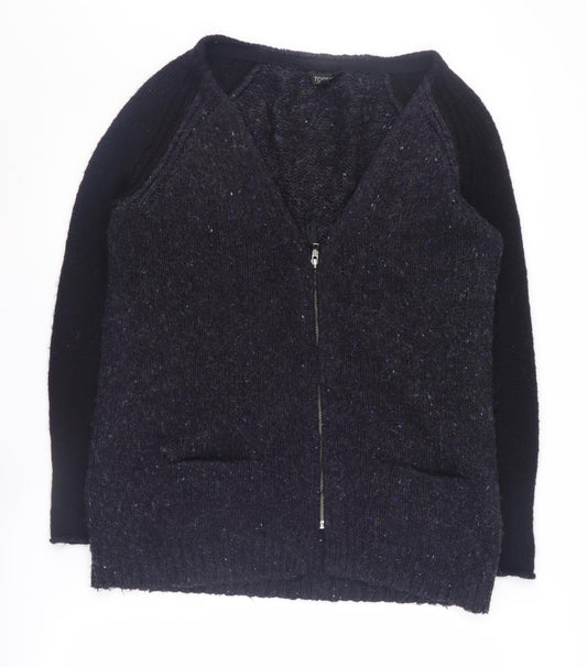 Womens UK Size 8 Topshop Black Full Zip Jumper