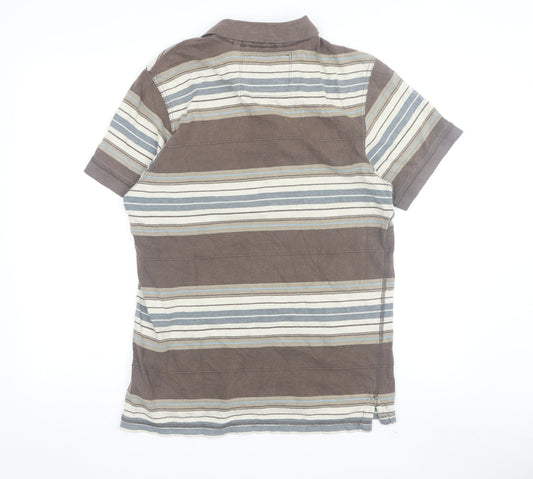 Mantaray Men's Brown Striped Short Sleeve Polo S