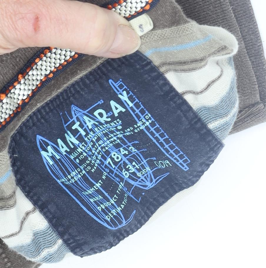 Mantaray Men's Brown Striped Short Sleeve Polo S