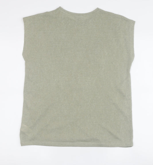 Womens UK Size 10 Warehouse Green Basic T-Shirt
