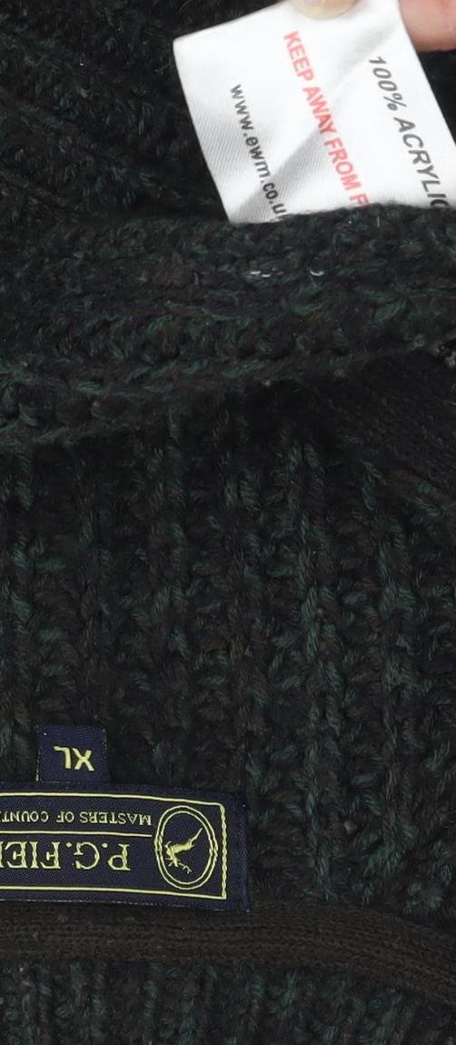 P.G. Field Men's XL Green Henley Jumper