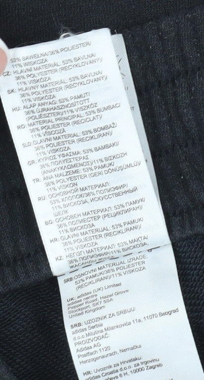 Brand and care label for Adidas Black Jogger Trousers, unisex s, gym wear
