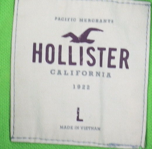 Hollister Men's Green Polo Shirt - L - Perfect for Spring