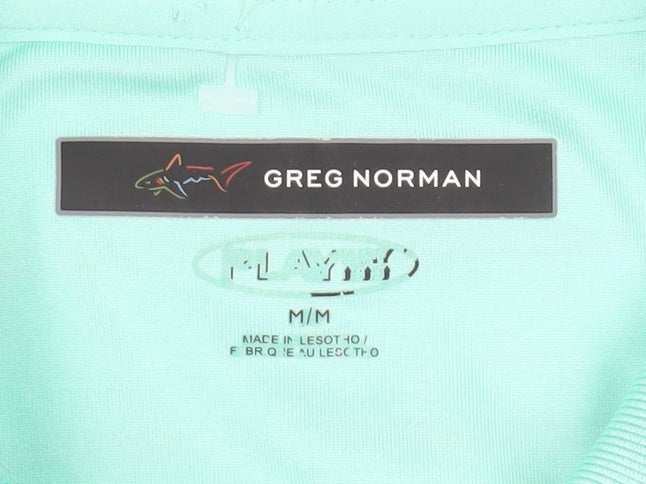Greg Norman Men's Green Striped Polo Shirt Medium