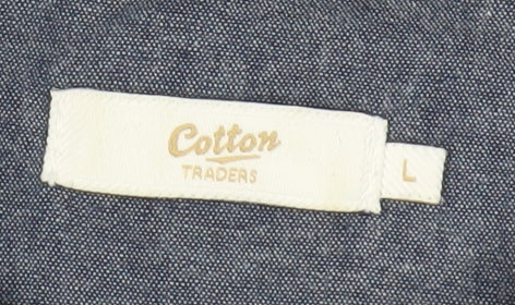 Cotton Traders Men's Blue Polka Dot Polo Shirt - Size L