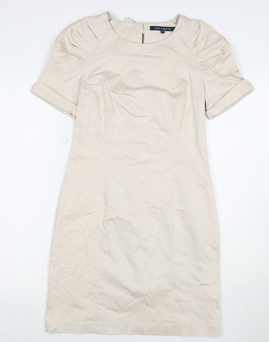 Additional front view of French Connection Women's Beige Sheath Dress, size 12