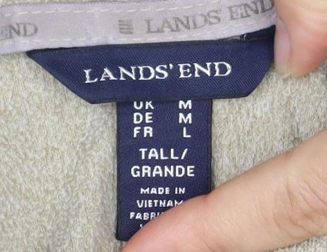 Lands' End Women's Beige Fleece Pullover Sweatshirt L