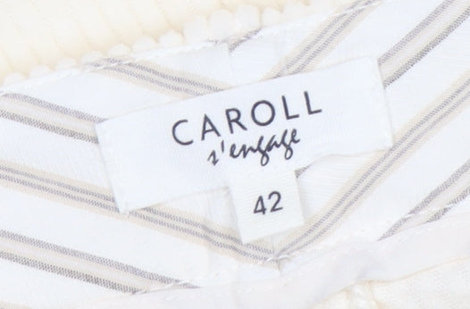 Caroll Women's Ivory Corduroy Cropped Trousers Size 14