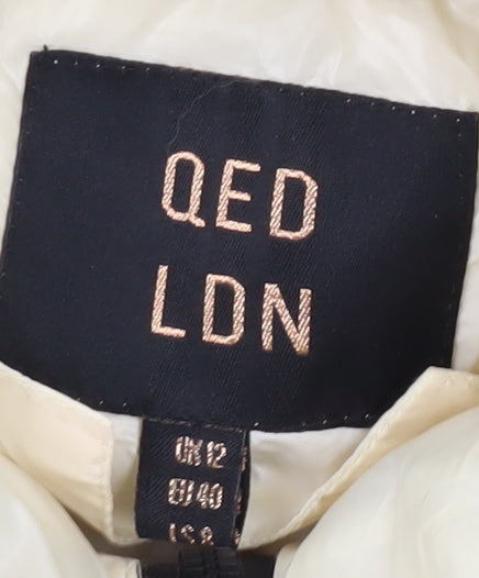 QED LDN Women's Ivory Puffer Jacket Size 12