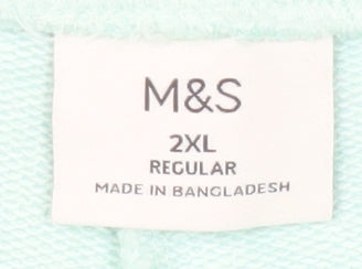 Brand and care label for Marks & Spencer Green Sweat Shorts, 2XL, unisex adults
