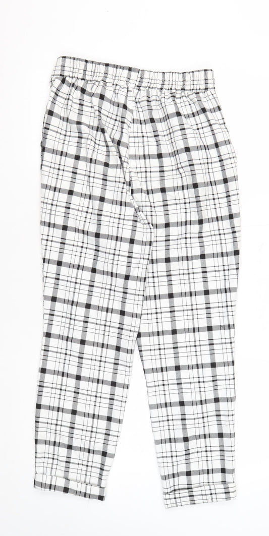 Stradivarius Women's White Plaid Skinny Trousers S
