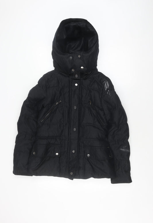 Womens UK Size S Zara Black Puffer Jacket