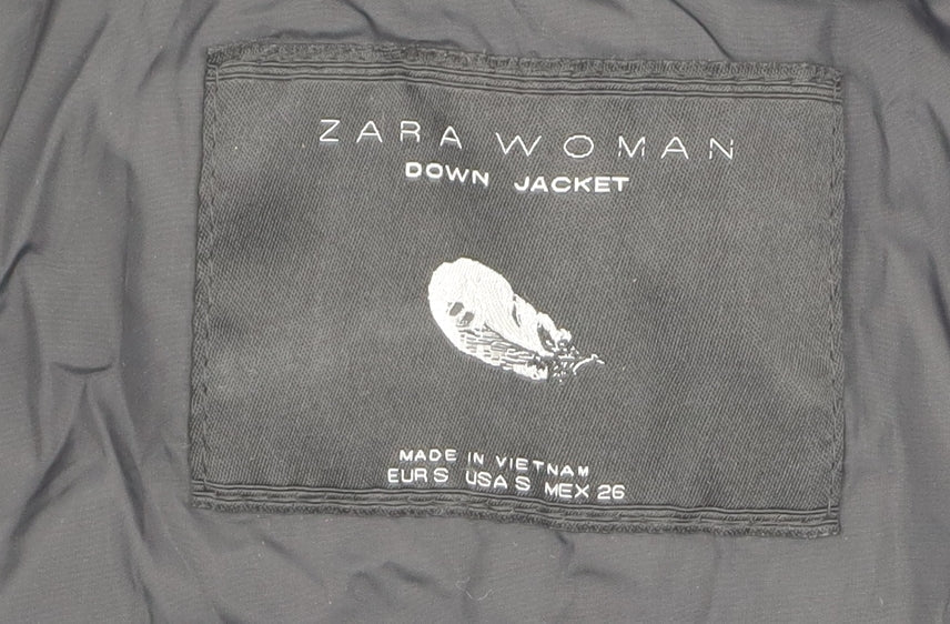 Womens UK Size S Zara Black Puffer Jacket
