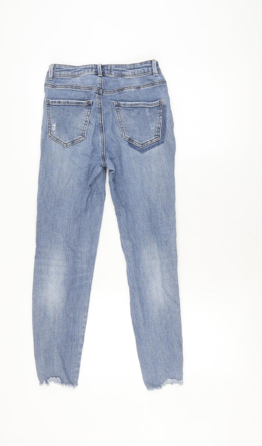 New Look Women's Blue Skinny Distressed Jeans Size 8