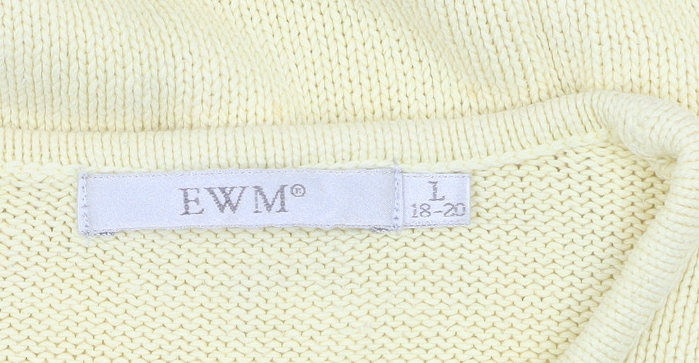 EWM Women's Yellow Crew Neck Cotton Jumper Size L